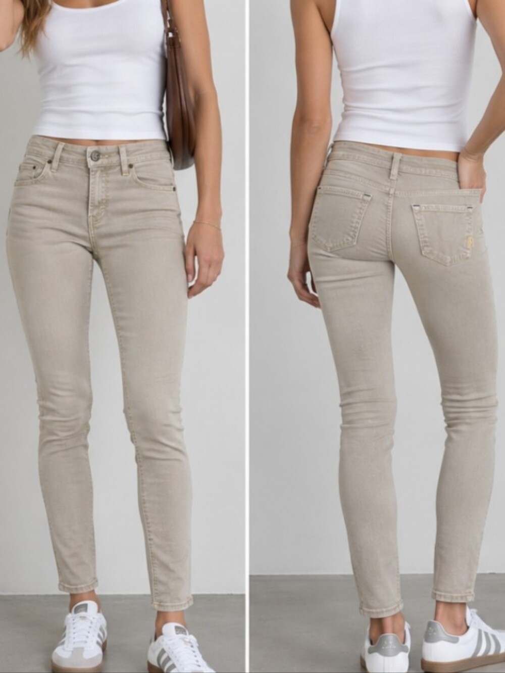 Rich & Skinny Size 24 Stretch Skinny Jeans Beige Y2K
